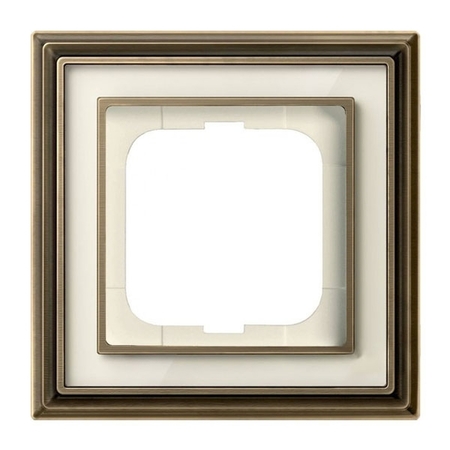 Рамка 1 пост ABB ДИНАСТИЯ, античная латунь//белое стекло, 1721-848-500