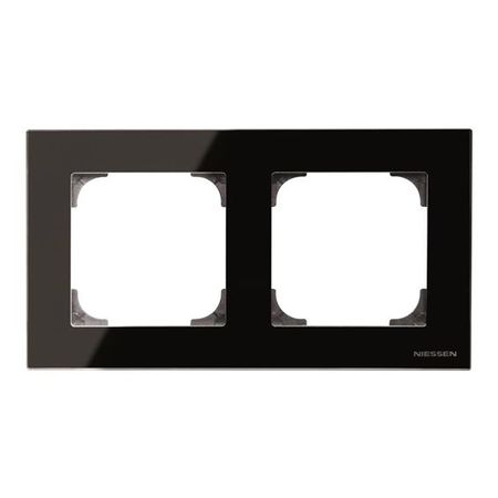 Рамка 2 поста ABB SKY, черное стекло, 8572 CN