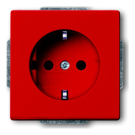 Розетка ABB, скрытый монтаж, с заземлением, со шторками, красный, 20 EUCKS-12-82
