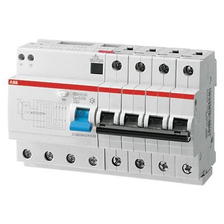 Дифавтомат ABB DS200 4P 16А ( C ) 10 кА, 30 мА ( A ), DS204 M A-C16//0,03