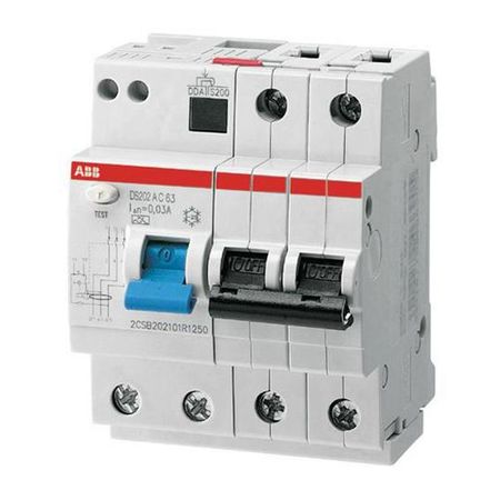 Дифавтомат ABB DS200 2P 63А ( C ) 6 кА, 30 мА ( A ), DS202 A-C63//0,03