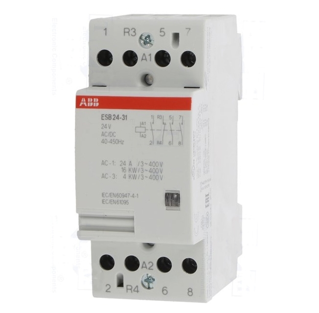 Модульный контактор ABB ESB24 4P 24А 400//220В AC//DC, GHE3291602R0006