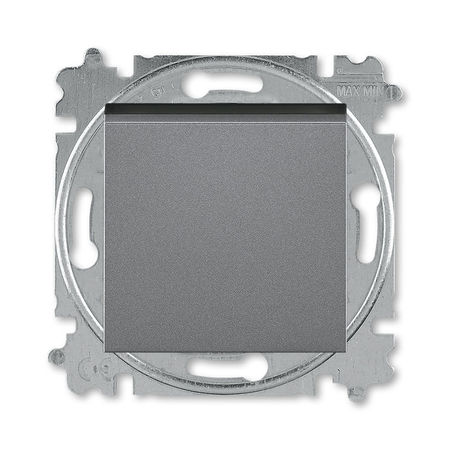 Переключатель 1-клавишный кнопочный ABB LEVIT, сталь // дымчатый черный, 3559H-A86445 69W