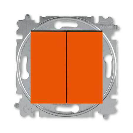 Выключатель 2-клавишный ABB LEVIT, оранжевый // дымчатый черный, 3559H-A05445 66W