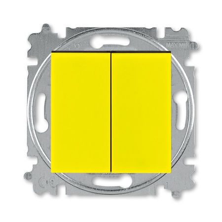 Выключатель 2-клавишный ABB LEVIT, желтый // дымчатый черный, 3559H-A05445 64W