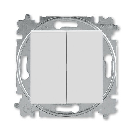Выключатель 2-клавишный кнопочный ABB LEVIT, серый // белый, 3559H-A87445 16W