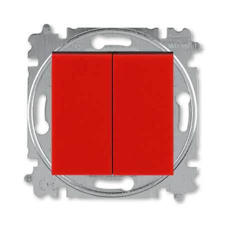 Выключатель 2-клавишный кнопочный ABB LEVIT, красный // дымчатый черный, 3559H-A87445 65W