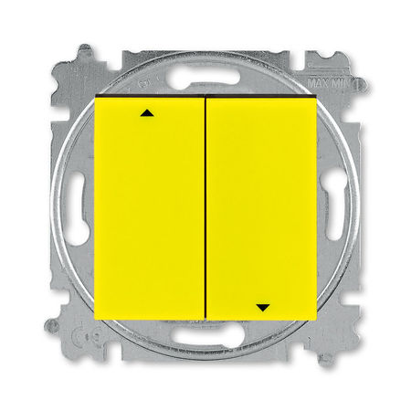 Выключатель для жалюзи 2-клавишный ABB LEVIT, механический, желтый // дымчатый черный, 3559H-A89445 64W