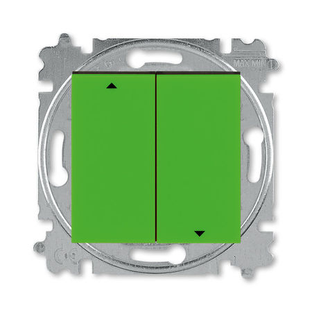 Выключатель для жалюзи 2-клавишный ABB LEVIT, механический, зеленый // дымчатый черный, 3559H-A89445 67W