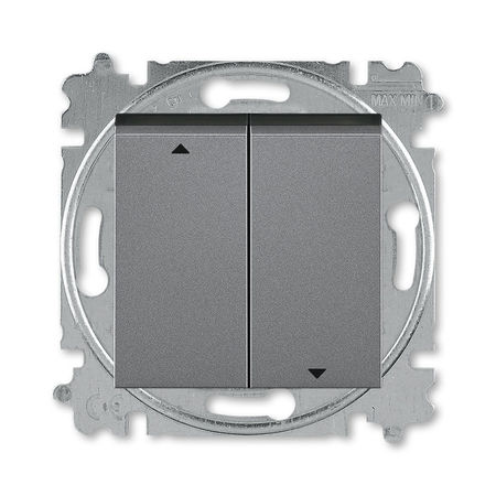 Выключатель для жалюзи 2-клавишный ABB LEVIT, механический, сталь // дымчатый черный, 3559H-A89445 69W