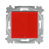 Выключатель 1-клавишный кнопочный ABB LEVIT с подсветкой, красный // дымчатый черный, 3559H-A91447 65W