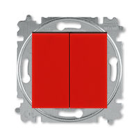 Выключатель 2-клавишный ABB LEVIT, красный // дымчатый черный, 3559H-A05445 65W