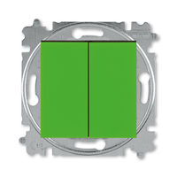 Выключатель 2-клавишный ABB LEVIT, зеленый // дымчатый черный, 3559H-A05445 67W