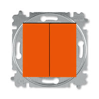 Переключатель + кнопка с перекидным контактом 2-клавишный ABB LEVIT, оранжевый // дымчатый черный, 3559H-A53445 66W