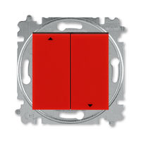 Выключатель для жалюзи 2-клавишный ABB LEVIT, механический, красный // дымчатый черный, 3559H-A89445 65W