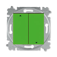 Выключатель для жалюзи 2-клавишный ABB LEVIT, механический, зеленый // дымчатый черный, 3559H-A89445 67W
