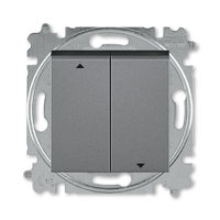 Выключатель для жалюзи 2-клавишный ABB LEVIT, механический, сталь // дымчатый черный, 3559H-A88445 69W