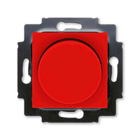 Светорегулятор поворотно-нажимной ABB LEVIT, 600 Вт, красный // дымчатый чёрный, 3294H-A02247 65W
